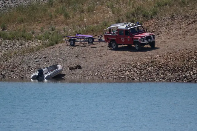 Police search boats were seen on the reservoir.