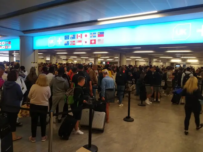 Queues have been building at airports across the UK