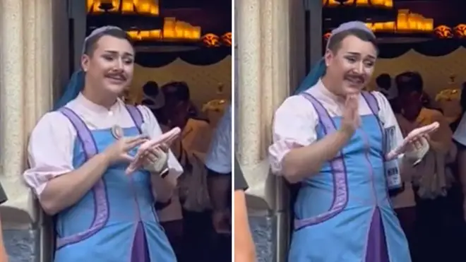 A male Disneyland employee dressed as a 'Fairy Godmother's apprentice' has caused outrage