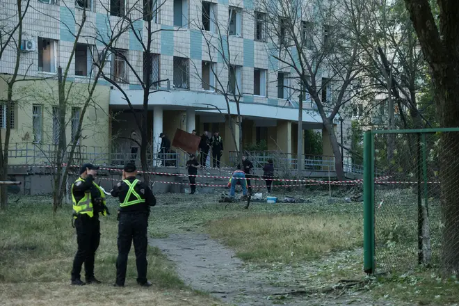 Police at the scene of the attack in Kyiv