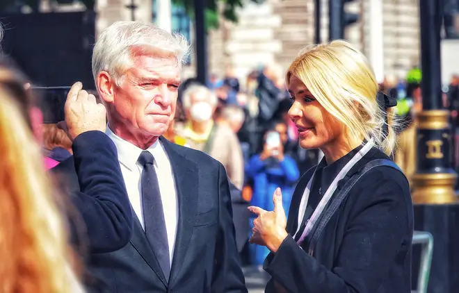 Phillip Schofield and Holly Willoughby in a picture taken minutes prior to the queue skip furore