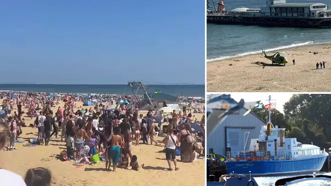 Bournemouth beach erupted into chaos on Thursday afternoon