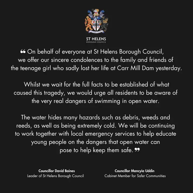 St Helens Borough Council made a statement after the girl's death.