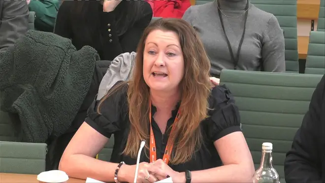 Union rep Rachel Harrison, pictured during an appearance at a select committee in Parliament, called for worker protections to be more strongly enforced