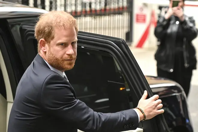 Prince Harry arrives at court for a second day giving evidence
