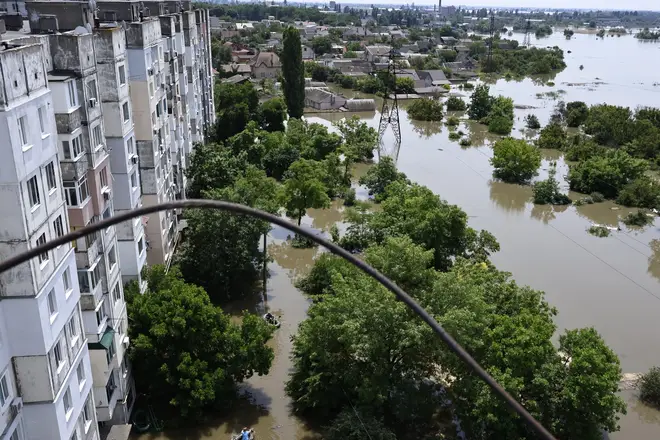 Flooding in the nearby city of Kherson
