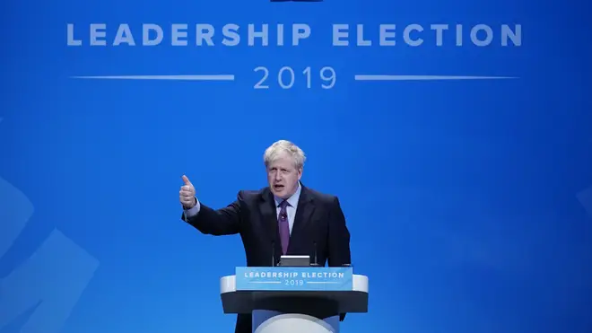 Boris Johnson speaking at the first of 16 Conservative Party hustings events