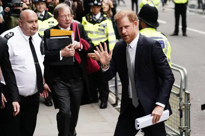 Prince Harry arriving in court on Wednesday