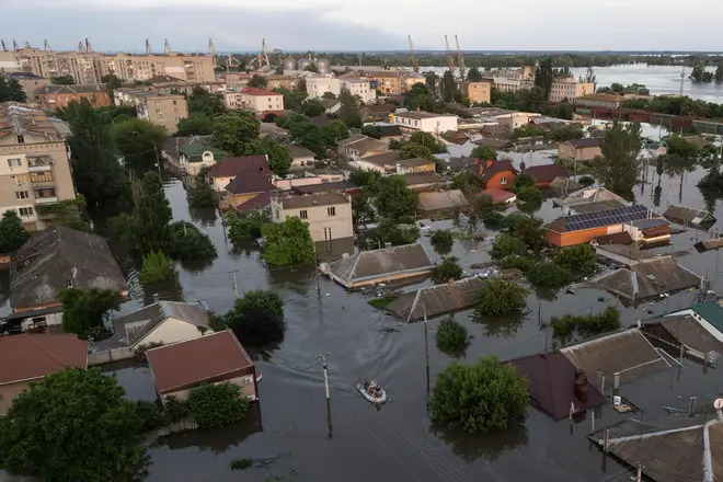 The dam's destruction has flooded multiple Ukrainian towns.