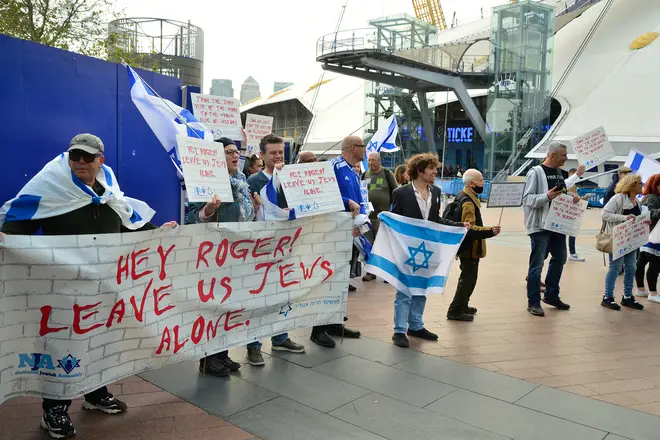 Jewish activists protesting outside the O2 in London