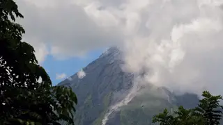 Mayon Volcano spews white smoke