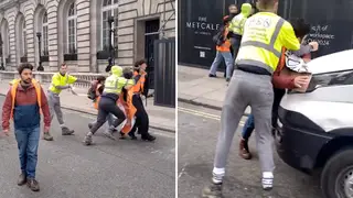 Furious scaffolders tackled the Just Stop Oil protestors on the Pall Mall