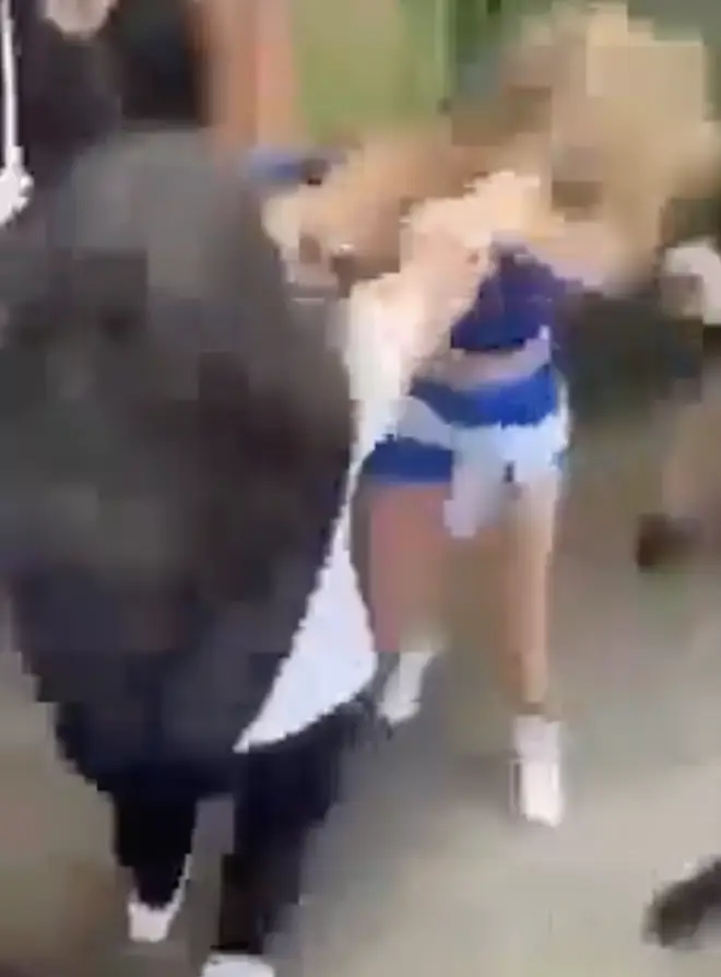 The girl took part in a mass brawl