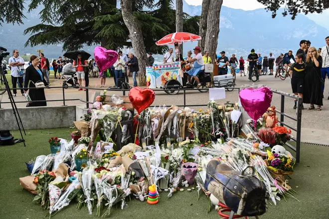 Tributes left on Friday at the scene