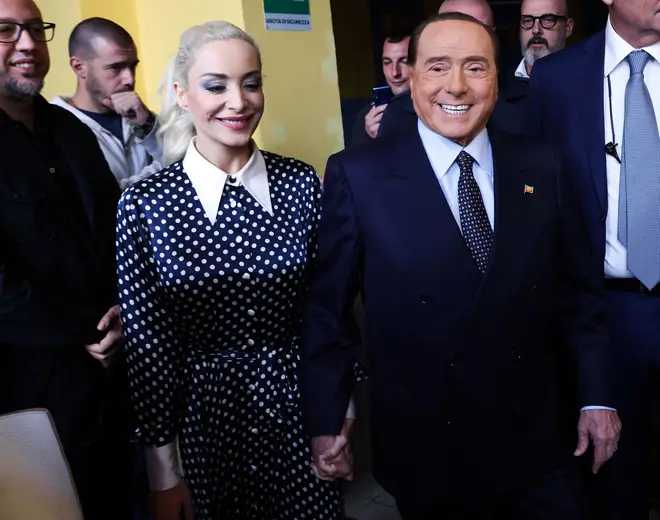 Former Italian Prime Minister and leader of the Italian right-wing party "Forza Italia" (FI), Silvio Berlusconi, and his partner Marta Fascina, 33