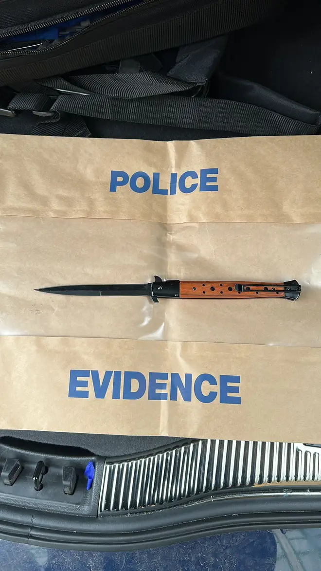 The knife that was recovered after the youth was detained