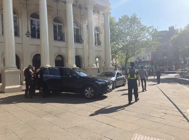 Armed police are among the officers in the city centre