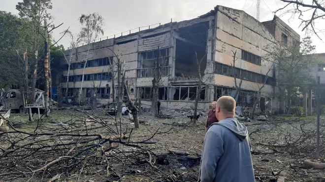 The bombed out building on Kryvyi Rih