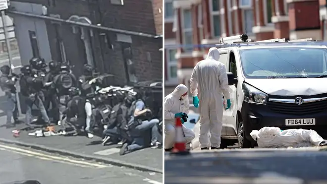 Counter terror police carried out raids as forensics officers worked at various locations in Nottingham today