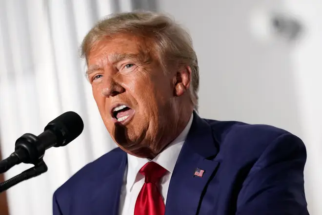 Former President Donald Trump speaks at Trump National Golf Club in Bedminster, N.J., Tuesday, June 13, 2023, after pleading not guilty in a Miami courtroom earlier in the day