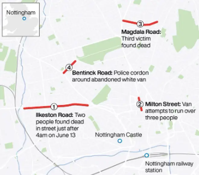The attacks happened throughout Nottingham