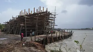 A boat being built at Mandvi in India's Gujarat state
