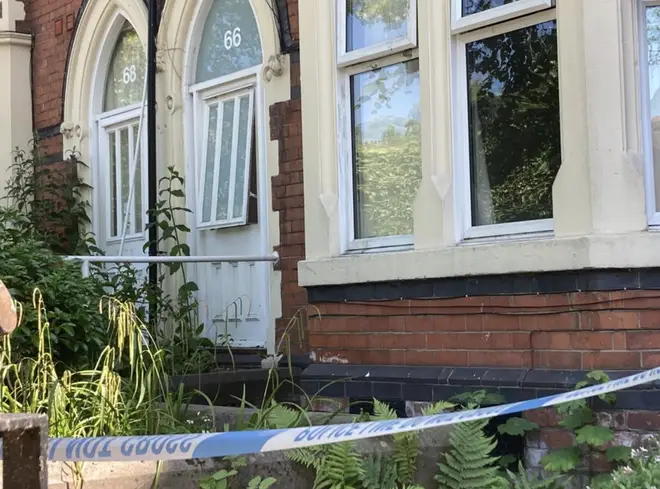 Police tape today at Seely Hirst House which the Nottingham suspect tried to enter
