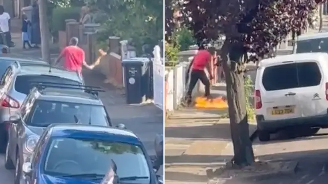 The man dropped a firebomb in the street after a 'massive argument'