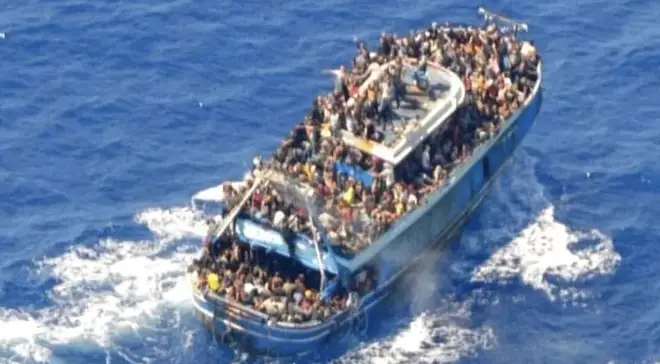 The Greek coastguard released images of the crowded boat before it sank