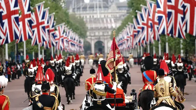 Carriages depart Buckingham Palace for the Trooping the Colour ceremony