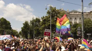 The annual Gay Pride Rainbow Parade in Vienna