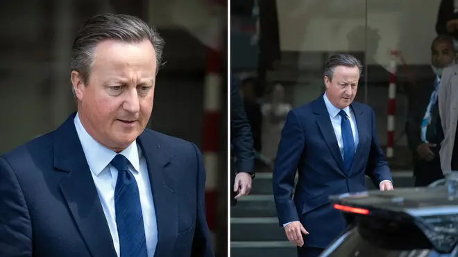 One person shouted "shame on you" as David Cameron entered his car after giving evidence in the Covid inquiry