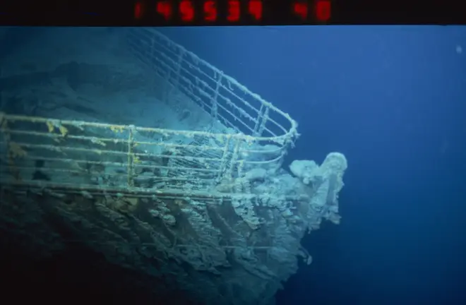 The Titanic wreck in the Atlantic