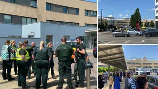 At least two people were stabbed and a man was arrested at Central Middlesex Hospital