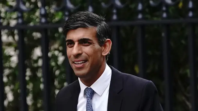 Rishi Sunak is pictured arriving at Rupert Murdoch's summer party in Westminster on Thursday