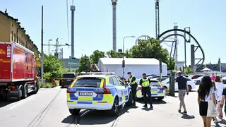 Police cordon off the Grona Lund amusement park in Stockholm