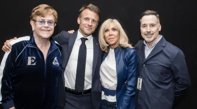 Macron at an Elton John concert on Wednesday