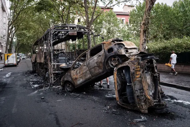 Vehicles have been torched in the riots