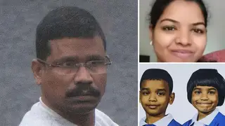Saju Chelavalel has been jailed for life after killing his wife and two children.