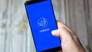 The Naked Wines logo on a mobile phone