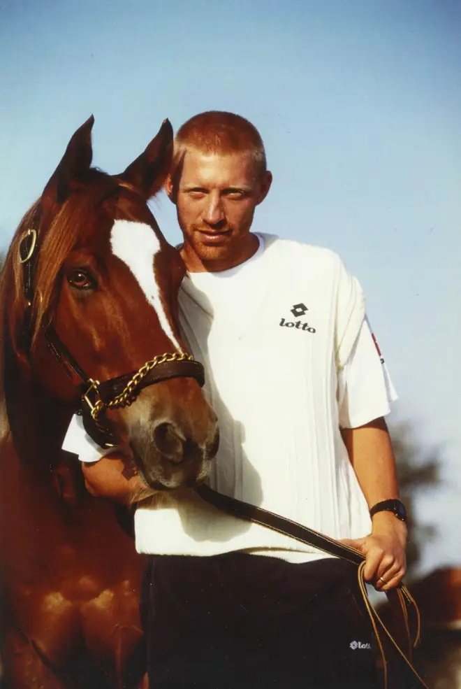 Boris Becker with one of his horses in 2017