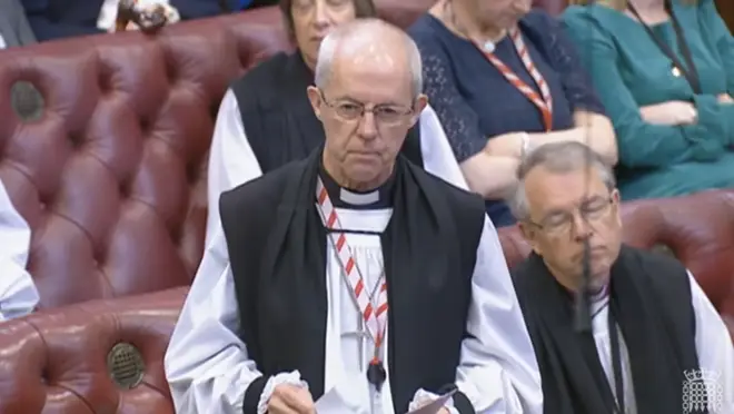Archbishop of Canterbury Justin Welby speaks in the House of Lords