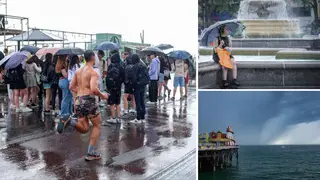 The hot weather has given way to heavy rain