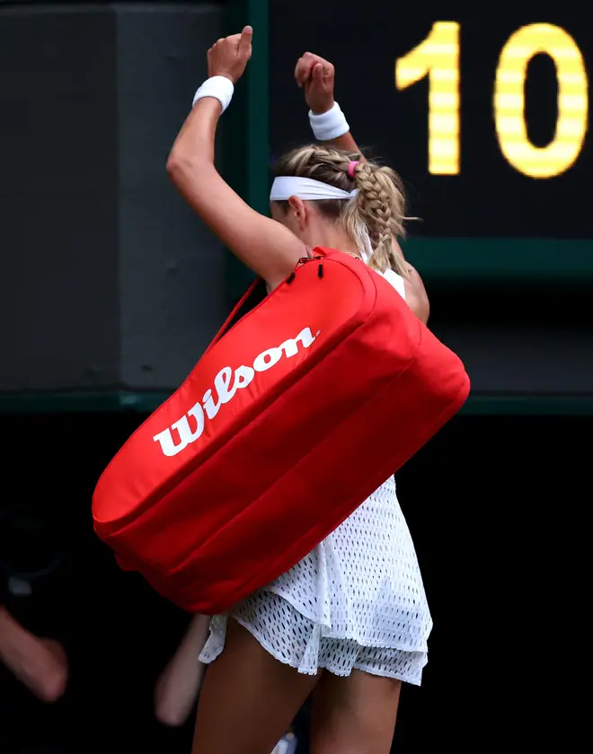 Victoria Azarenka reacts as she leaves court following her defeat to Elina Svitolina