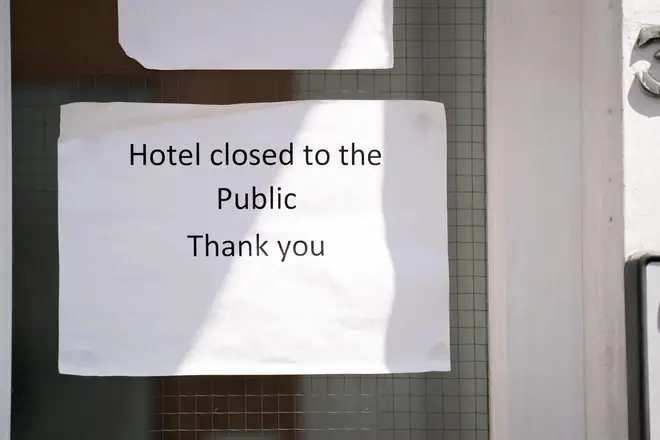 A sign at the Comfort Inn hotel on Belgrave Road in Pimlico, central London, where the Home Office have reportedly asked a group of refugees to be accommodated four to a room.