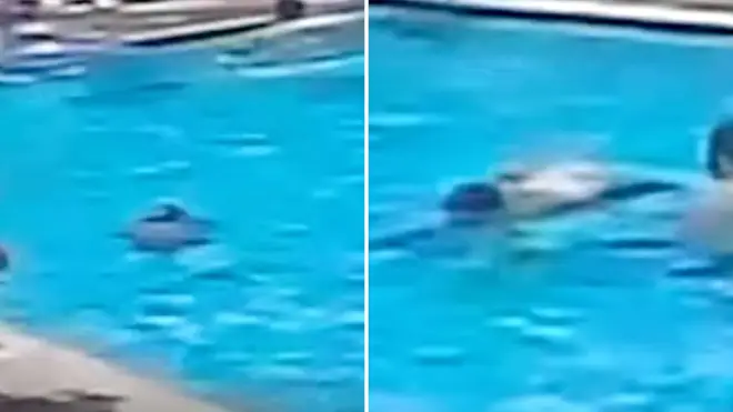 The seven-year-old sank to the bottom of the pool