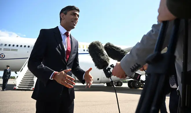 Sunak was speaking to broadcasters while on way to a NATO summit