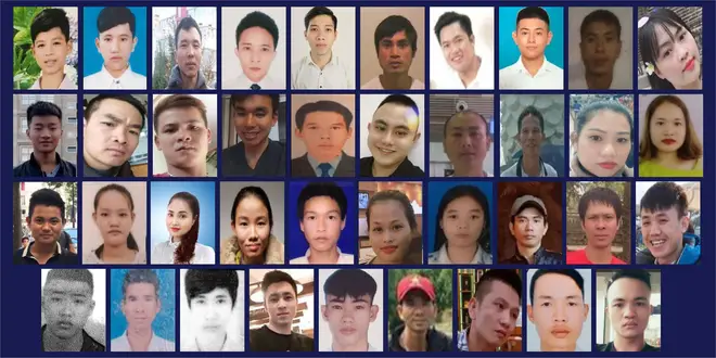 Marius Draghici, 50, was jailed at the Old Bailey after he admitted several counts of manslaughter after 39 Vietnamese migrants (pictured) were found dead in a lorry container in Grays Essex
