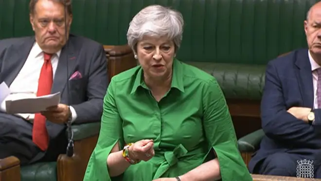 Former prime minister Theresa May speaking in the House of Commons, London, during the consideration of the Lords amendments to the Illegal Migration Bill. Picture date: Tuesday July 11, 2023.