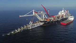 A ship works on the Nord Stream gas pipeline in the Baltic Sea